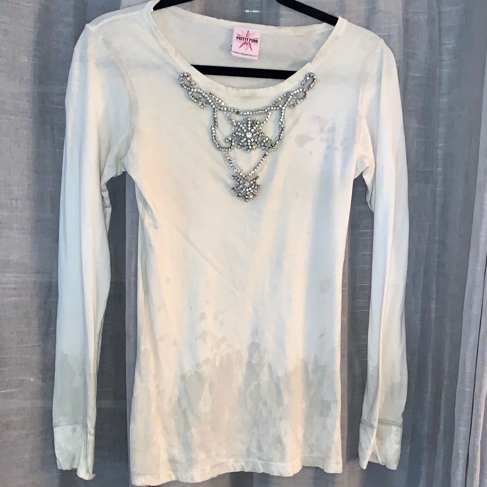 Swarovski Crystal & Distressed Design Shirt